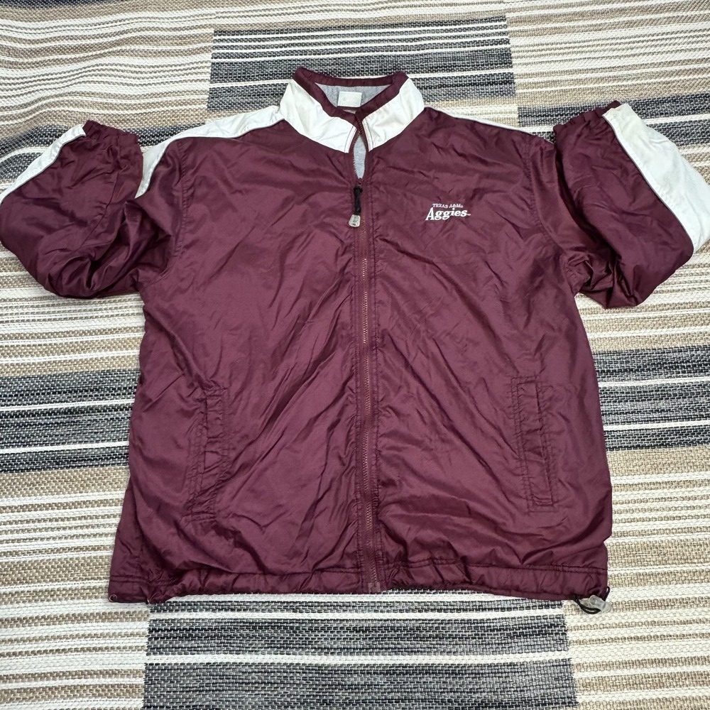 Texas A&M Aggies Jacket Mens XL Maroon NCAA Football Windbreaker Full Zip